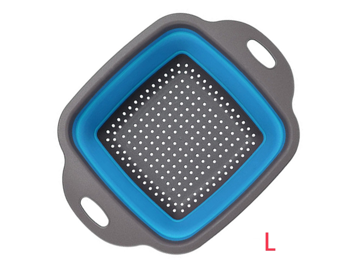 Escorredor de Cozinha Dobrável Quadrado de Silicone, Escorredor para Frutas e Legumes, Escorredor Ecológico MDUG (azul G)