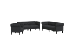 3 Pcs Conjunto de Sofás Tecido Preto MAISON EXCLUSIVE