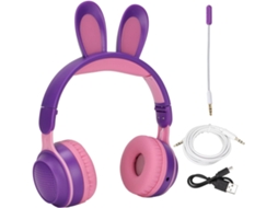 Fones De Ouvido Cocoarm Dobráveis Em Formato Coelho, Sem Fio, Com Bluetooth, Luz Led, Arco De Cabeça Ajustável, 12 Horas
