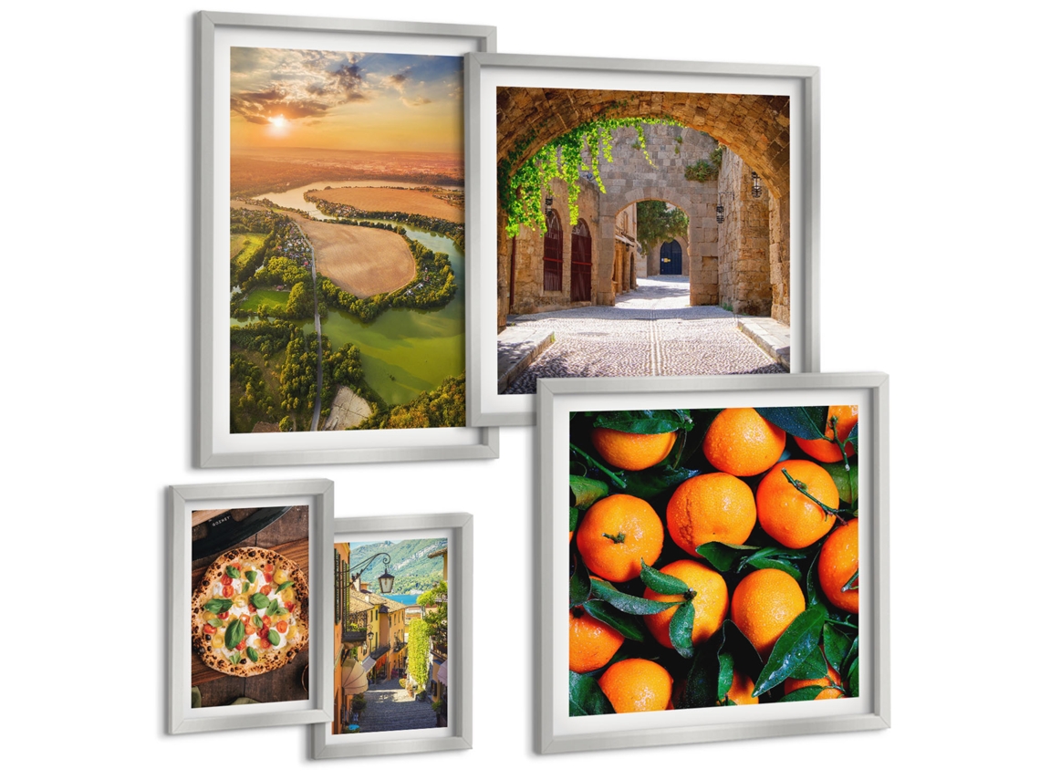 Conjunto De Pinturas Paisagens Da Natureza Sabores Italianos Espelharte (5 Peças)