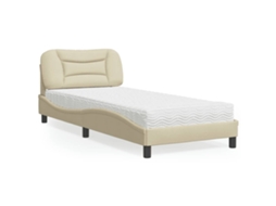 Vidaxl Cama Com Colchão Hvar 90x190 Cm Tecido Cor Creme