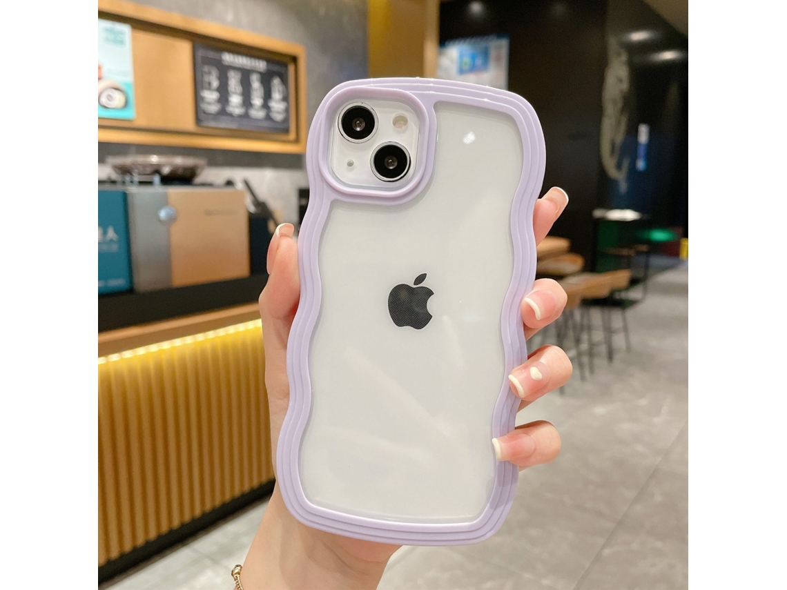 Capa Para Iphone 17 Wt Com Borda Ondulada Roxa E Moldura Em Tom De Doce.