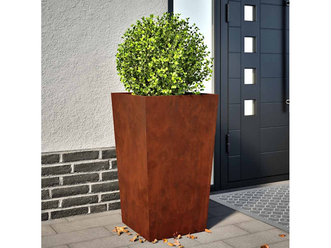 Vidaxl Garden Planters 2 Pcs 45x45x75 Cm Aço Resistente Às Intempéries