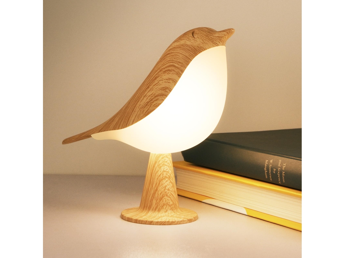 Candeeiro Little Bird – Candeeiro Mesa – Luz De Cabeceira – Iluminação Decorativa – 3 Temperaturas De Cor – Metal/madeira
