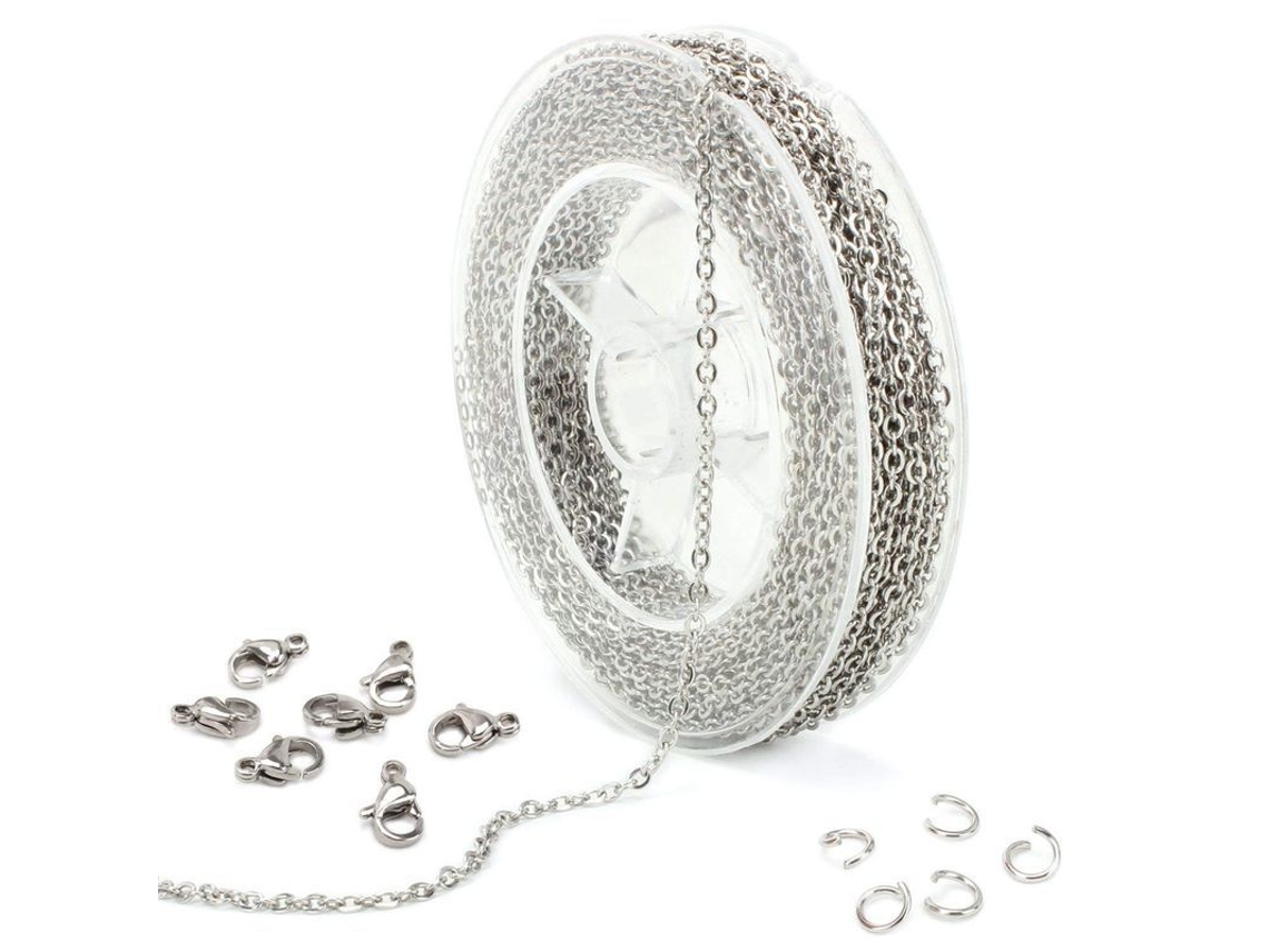 Cadena De Acero Inoxidable Para Joyería 12m 1.5mm Curb, Tamaño 2.2x1.7x0.3mm