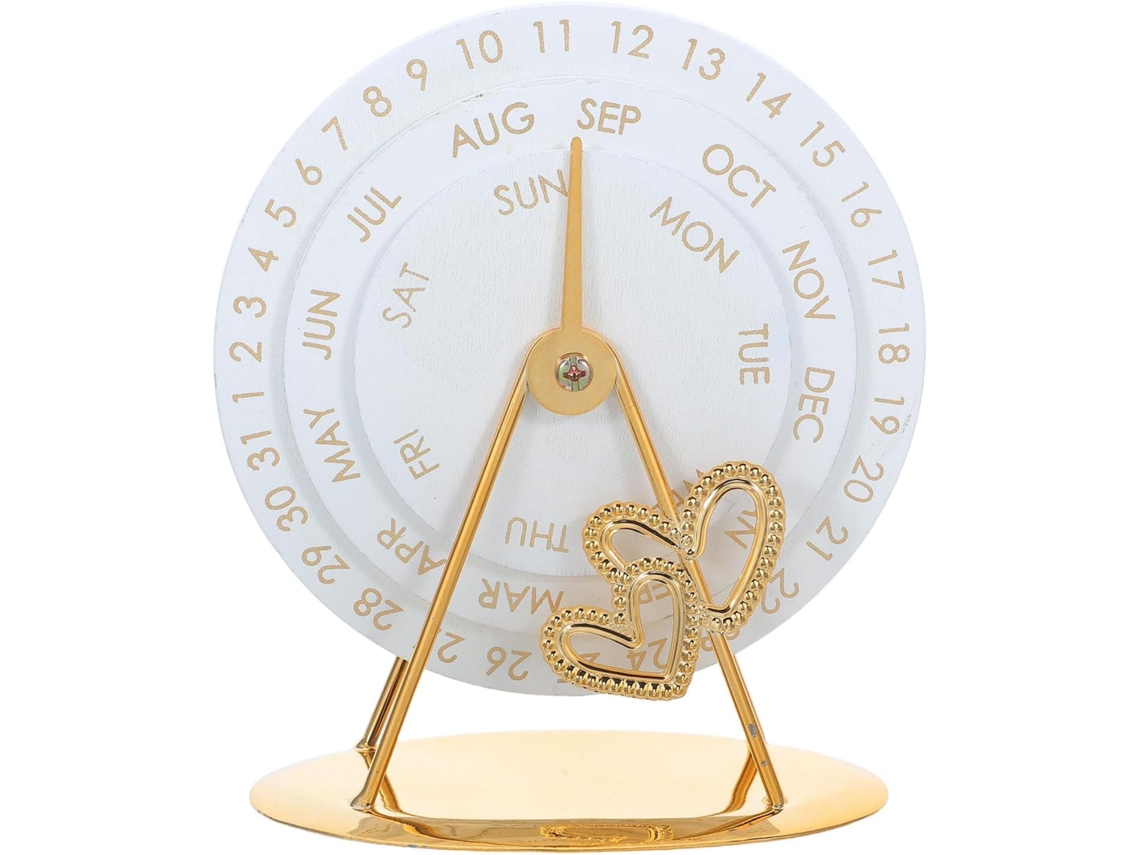 Calendário De Mesa: Perpétuo Sobre Rodas, Ornamento Decorativo De Ferro Com Discos Giratórios Para Decoração