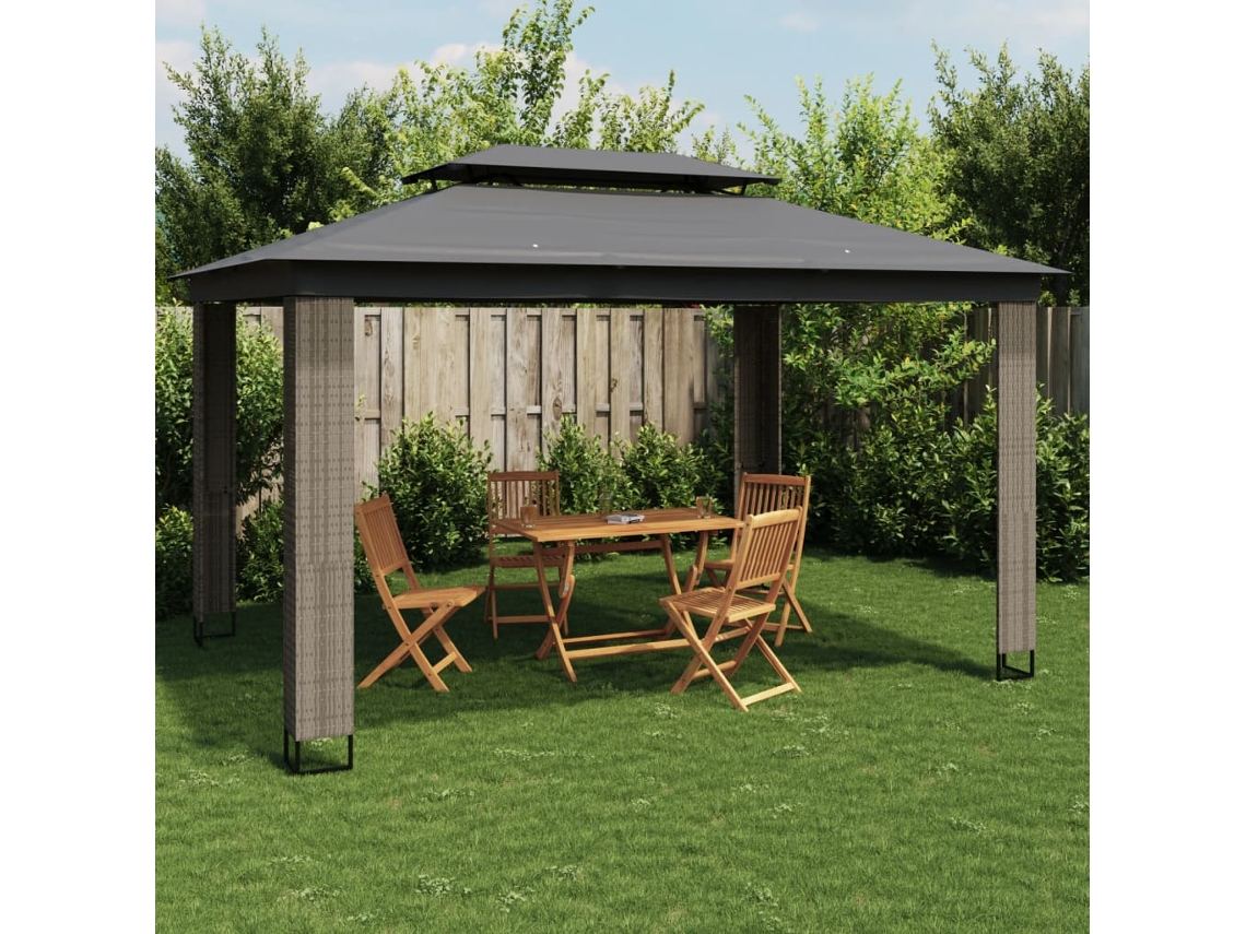 Vidaxl Gazebo Com Telhado Duplo 3,94x2,96 M Aço Antracite