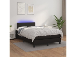 Vidaxl Cama Box Spring C/ Colchão/led 120x200cm Couro Artificial Preto