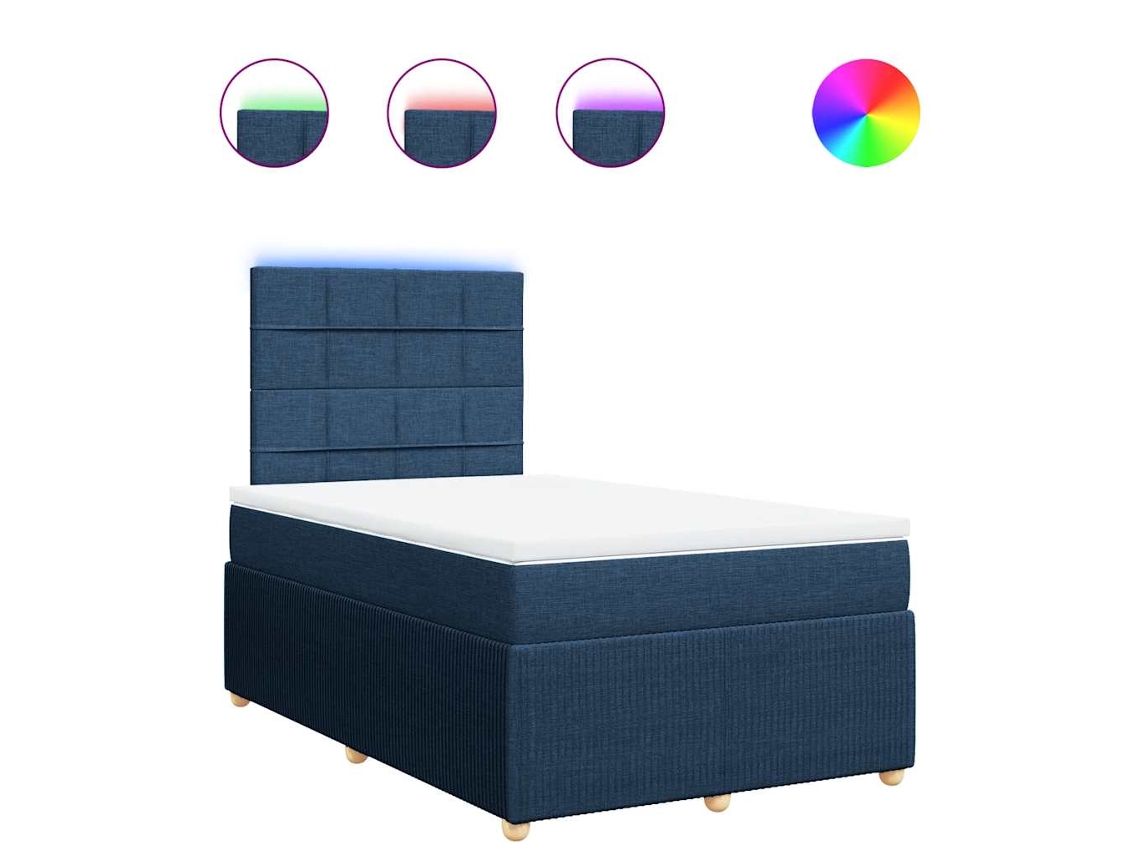 Cama Boxspring com Colchão 120x190 Cm Tecido Azul MAISON EXCLUSIVE