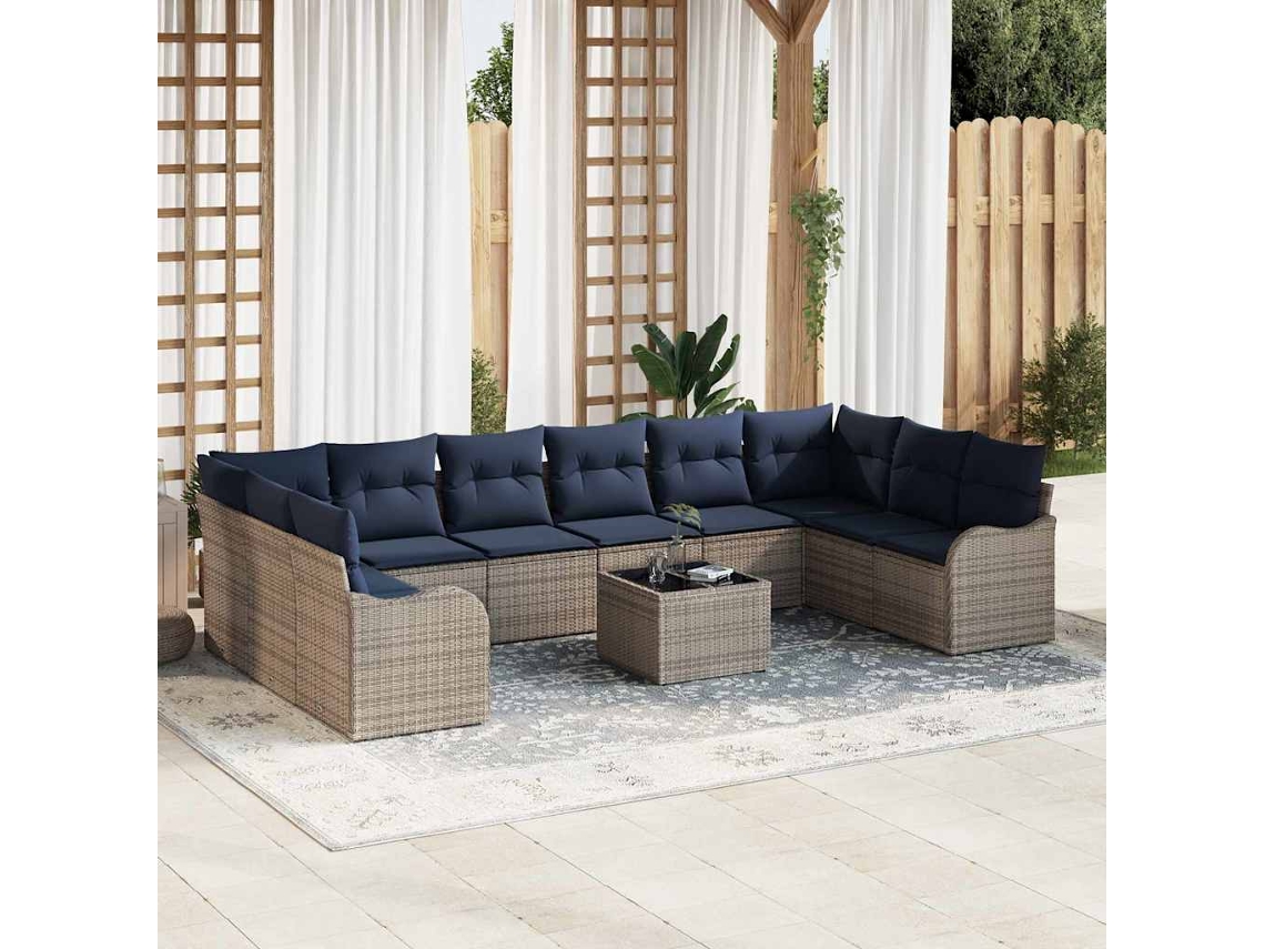 Vidaxl Conjunto De Sofás 11 Unid. Cinzeto Poliéster