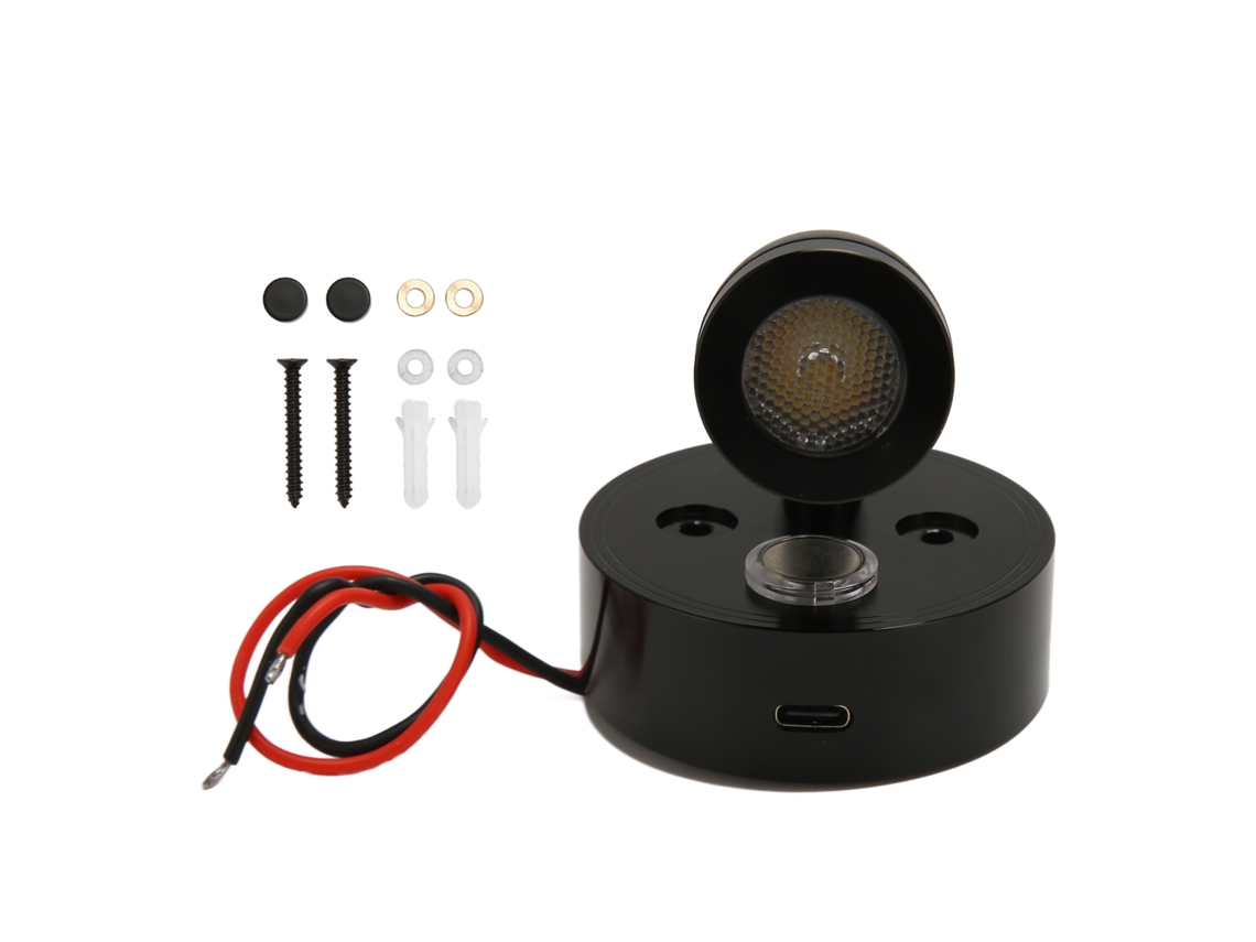 2026 luz de Leitura Dimmable para Rv com Porta de Carregamento Usb, 12‑24v, Interior de Caravana, Camper, Preto, Tricolor