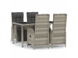 Conjunto de 5 Jantar para Jardim com Almofadões Vime Pe Cinza MAISON EXCLUSIVE