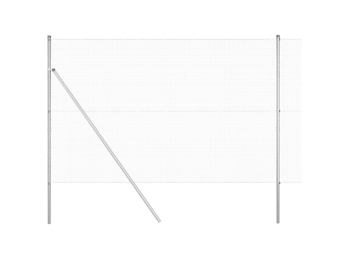 Conjunto 1 Poste De Cerca Vidaxl Prateado Aço (25 X 1,5 M)