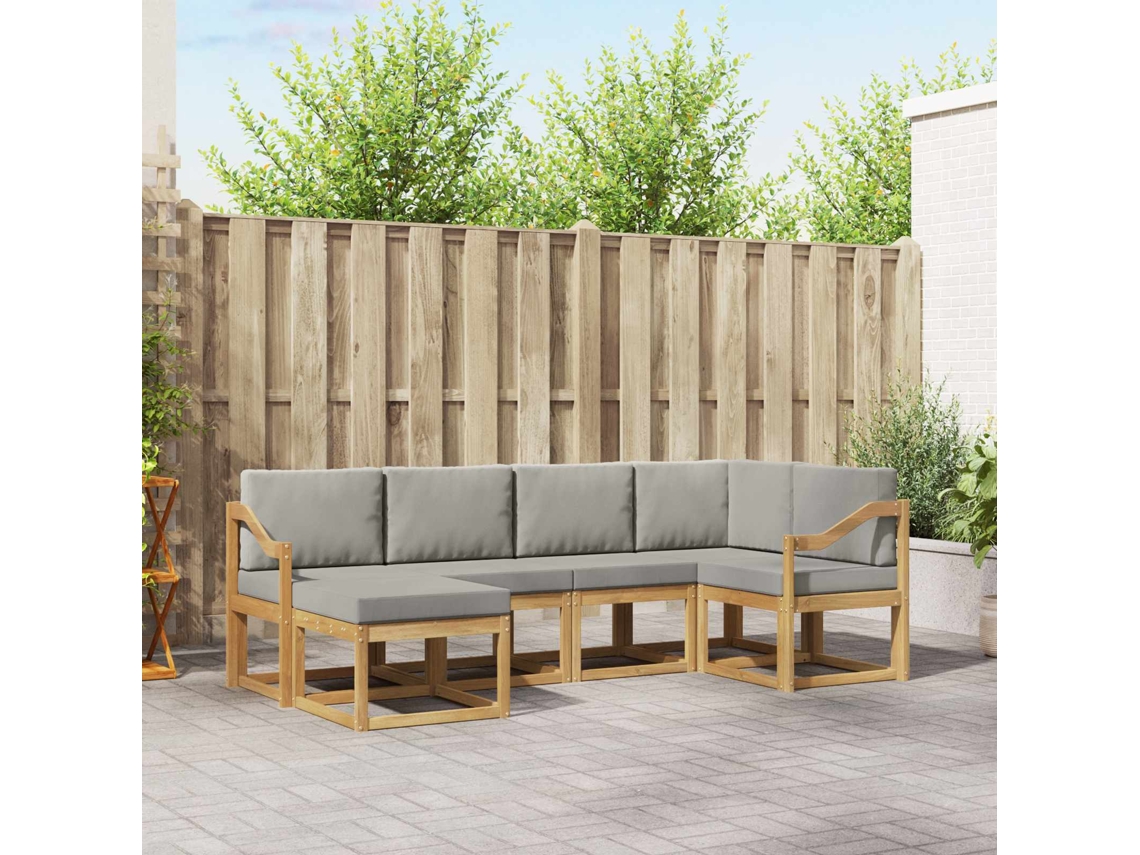 Vidaxl Conjunto De Sofás Para Exterior 6 Pcs Branco E Cinzento-claro