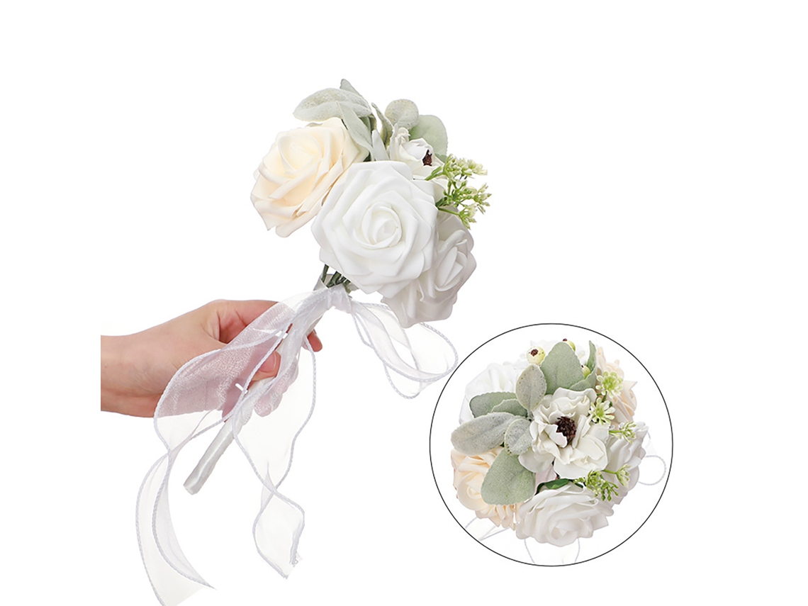 Laxiscreed Bouquet De Dama De Honra Com Rosas Coloridas Para Casamentos Em Estilo Floresta
