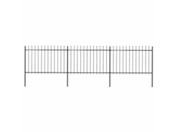 Vidaxl Cerca De Jardim Com Topo Em Forma De Lança Em Aço 504x120 Cm, Preta