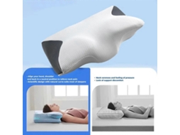Lurelia Travesseiro Cervical, Espuma Viscoelástica, Ergonómico, Para Dormir De Costas, Branco / Cinza