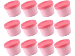 Ciieeo Com 12 Potes De Plástico Rosa Recarregáveis De 100g Para Creme Facial Com Tampas À Prova De Vazamentos.