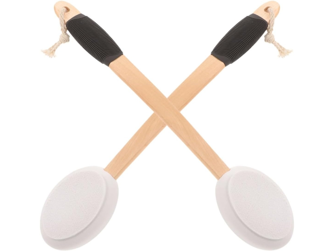 Lurelia Kit De 2 Escovas Esponja De Banho De Cuidado Corporal, Cabo Longo, Pega Ergonómica E Antiderrapante