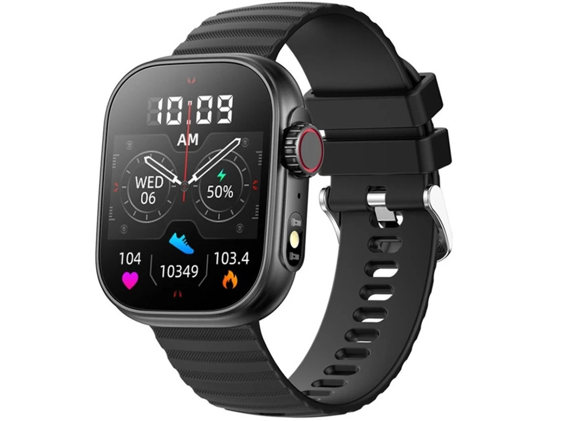 Smartwatch Com Chamada Bluetooth Tela Grande De 2.01 Polegadas Frequência Cardíaca Temperatura Corporal À Prova Dágua Fitness Led Yizhood