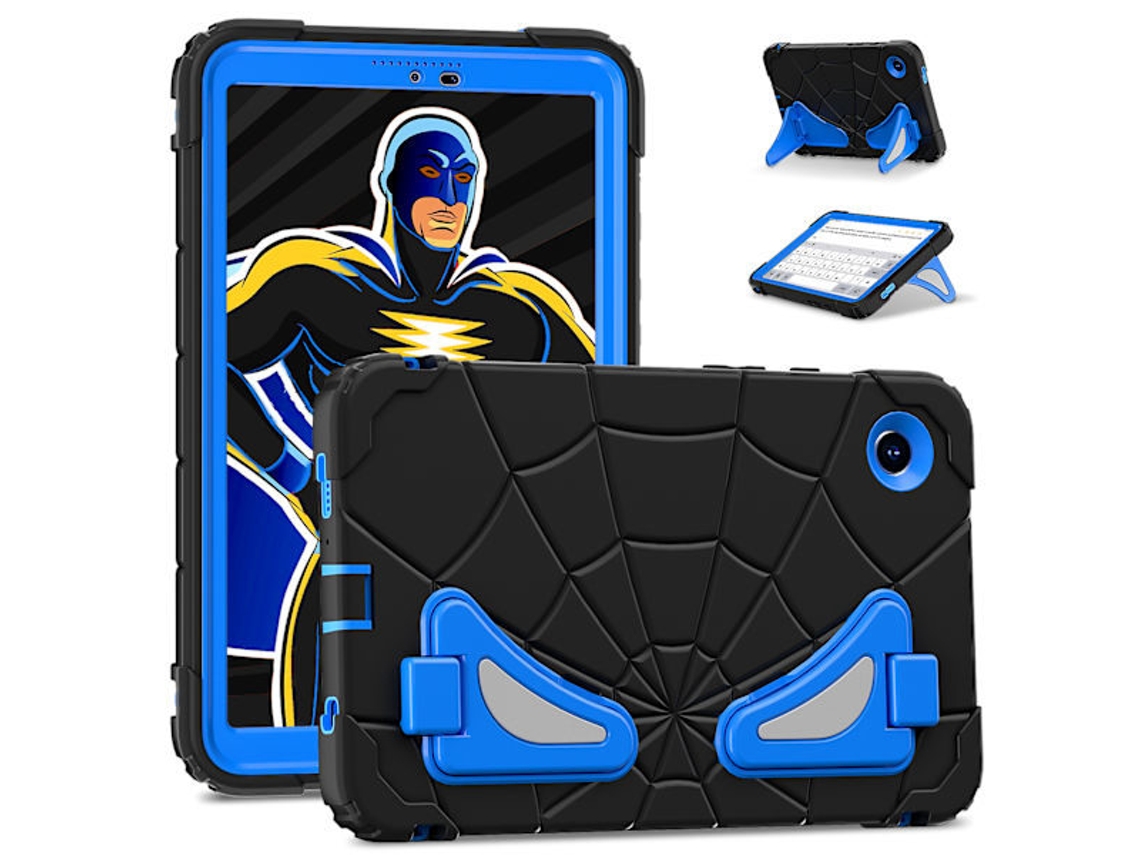 Capa Infantil Para Tablet, Cor Preto E Azul, Compatível Com Ipad 10.2, Resistente A Impactos