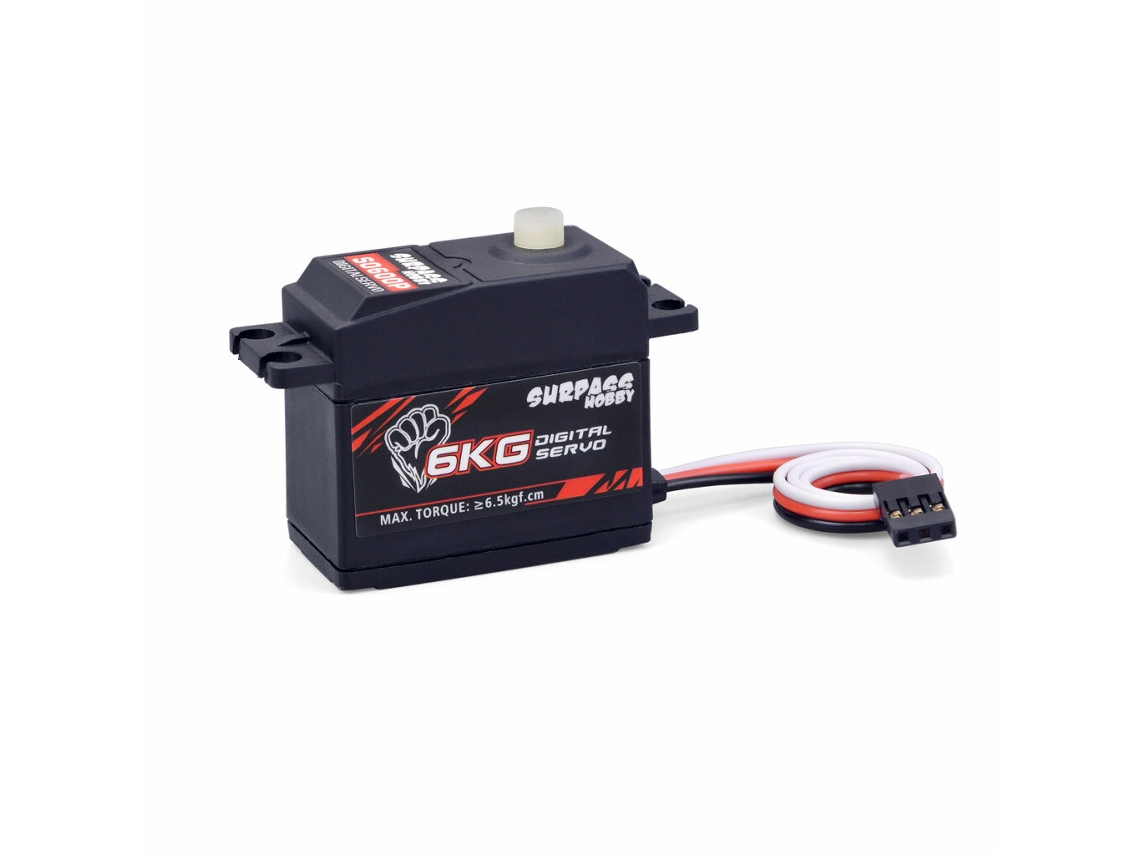 Servo digital Surpass Hobby de 6 kg com dentes de plástico para aeromodelismo, quadricópteros, helicópteros, automóveis, veículos e robôs de controle remoto. MDUG