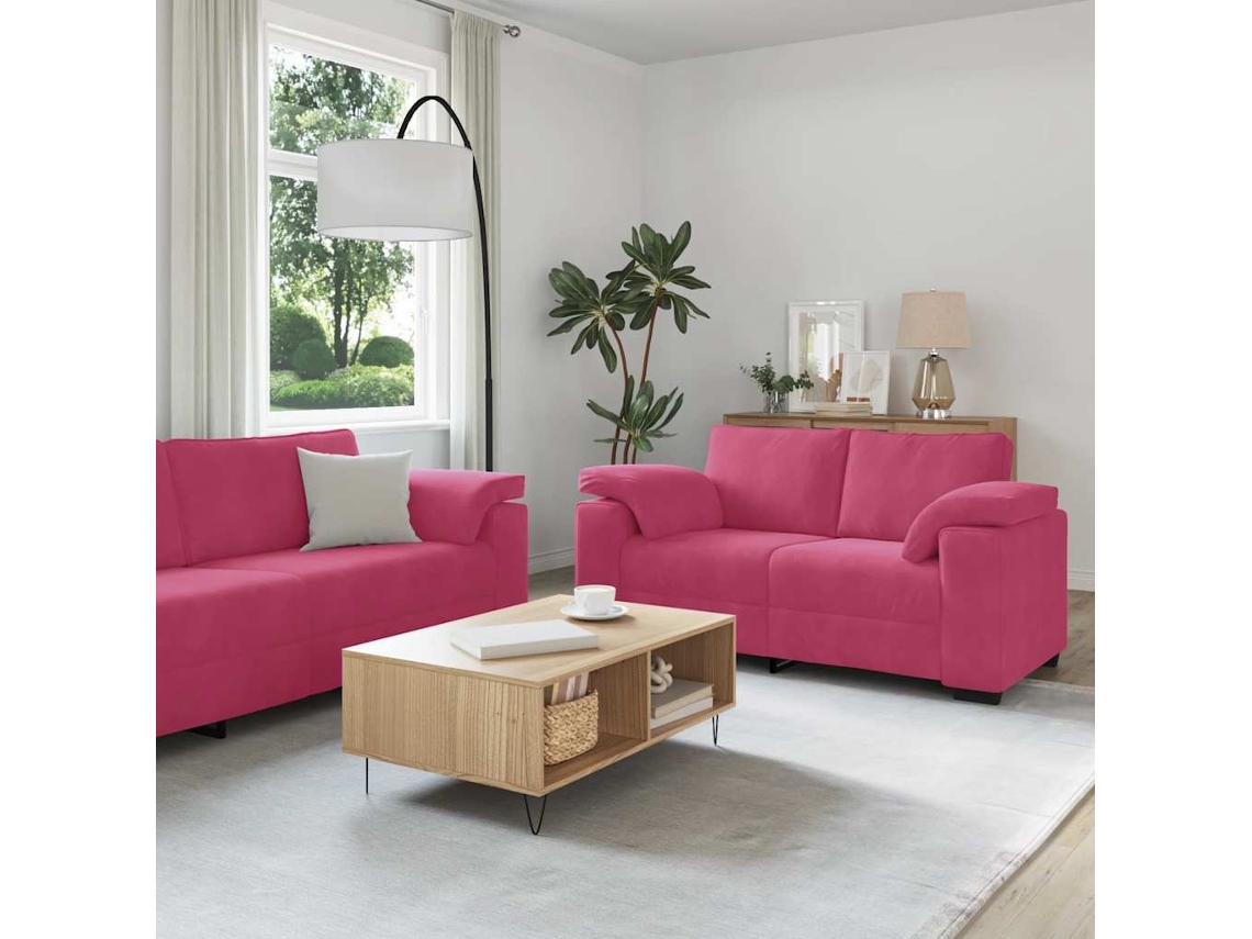Vidaxl Conjunto De Sofá De 3 Peças Com Almofadas Em Veludo Vermelho Vinho