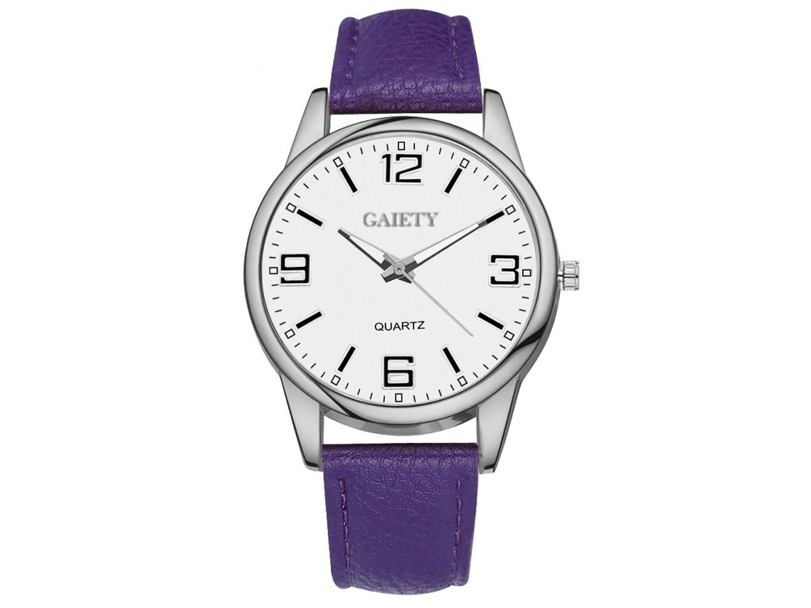 Reloj De Cuarzo Analógico Mujer Con Correa De Pu Para Vestir Simple Casual (morado)