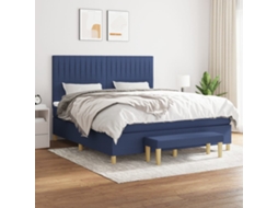 Vidaxl Cama Com Molas/colchão 180x200 Cm Tecido Azul