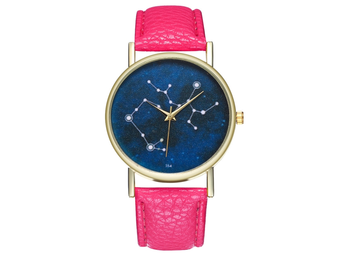 Relógio feminino de quartzo, estilo vintage simples, estilo profissional moderno com pulseira de couro PU (vermelho e rosa)