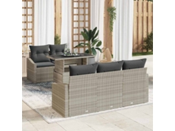 Vidaxl Conjunto De Sofá De Jardim 6 Unid. Cinzento-claro Vime Pe