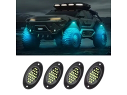 Luzes LED Subluminosas para Carros Azuis - 4 peças 8000lm, Luzes Atmosféricas, Grelha Modificada, Luzes Universais para Veículos Todo-Terreno