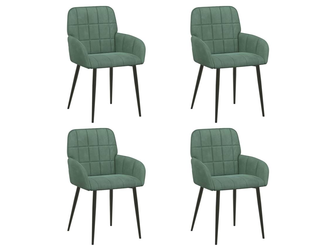 Vidaxl Cadeiras De Jantar 4 Pcs Veludo (v) Verde Do Mar