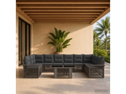 Vidaxl Conjunto De Sofá De Jardim 11 Unid. Cinza E Cinza Escuro
