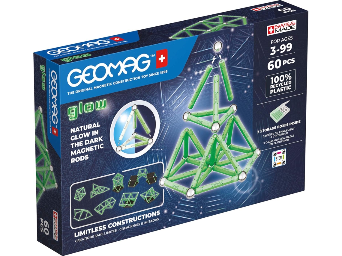 Conjunto De Construção Geomag Glow 60 Unidades