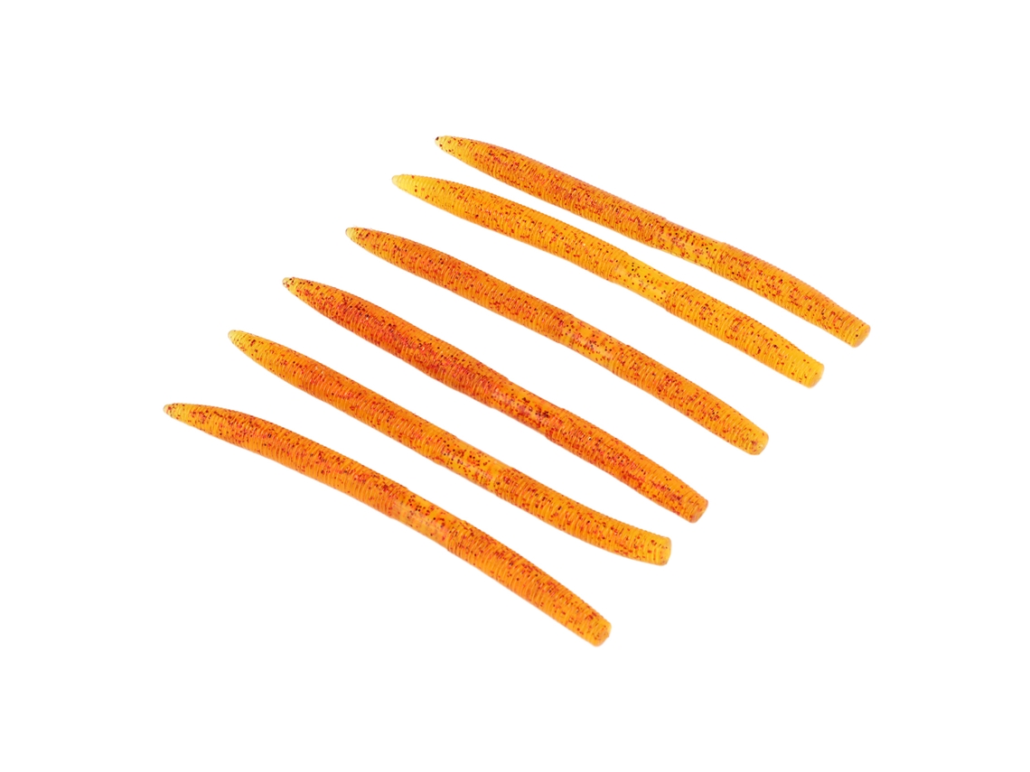 Isca Artificial Minhoca Pvc 6pcs Laranja Amarela