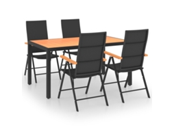 Maison Exclusive - 5 Pcs Conjunto De Jantar Para Jardim Preto E Castanho