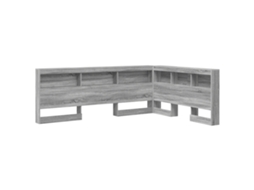Conjunto 1 Cabeceira De Armazenamento Vidaxl Cinzento Madeira De Pinho Maciça (135 Cm)