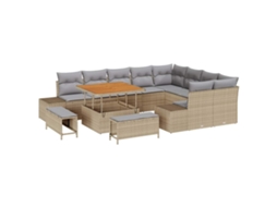 Maison Exclusive - Conjunto De Sofá De Jardim 12 Pcs Bege Rattan Sintético