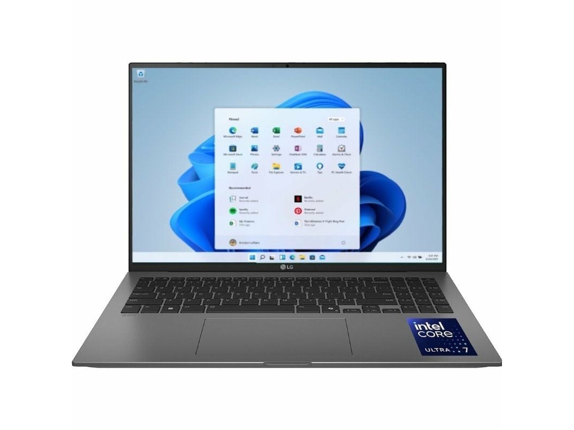 Laptop Lg 16z90tl G.au88b (preto 1 Tb Ssd Tomada Eu 16 Qwerty Espanhol 32 Gb Ram Intel Core I7)