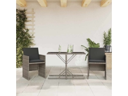 Vidaxl 3 Pcs Conjunto Bistrô Com Almofadões Vime Pe Cinza