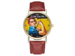 Relógio de Pulso Retro de Quartzo com Pulseira de Couro Elegante e Design Minimalista (café)
