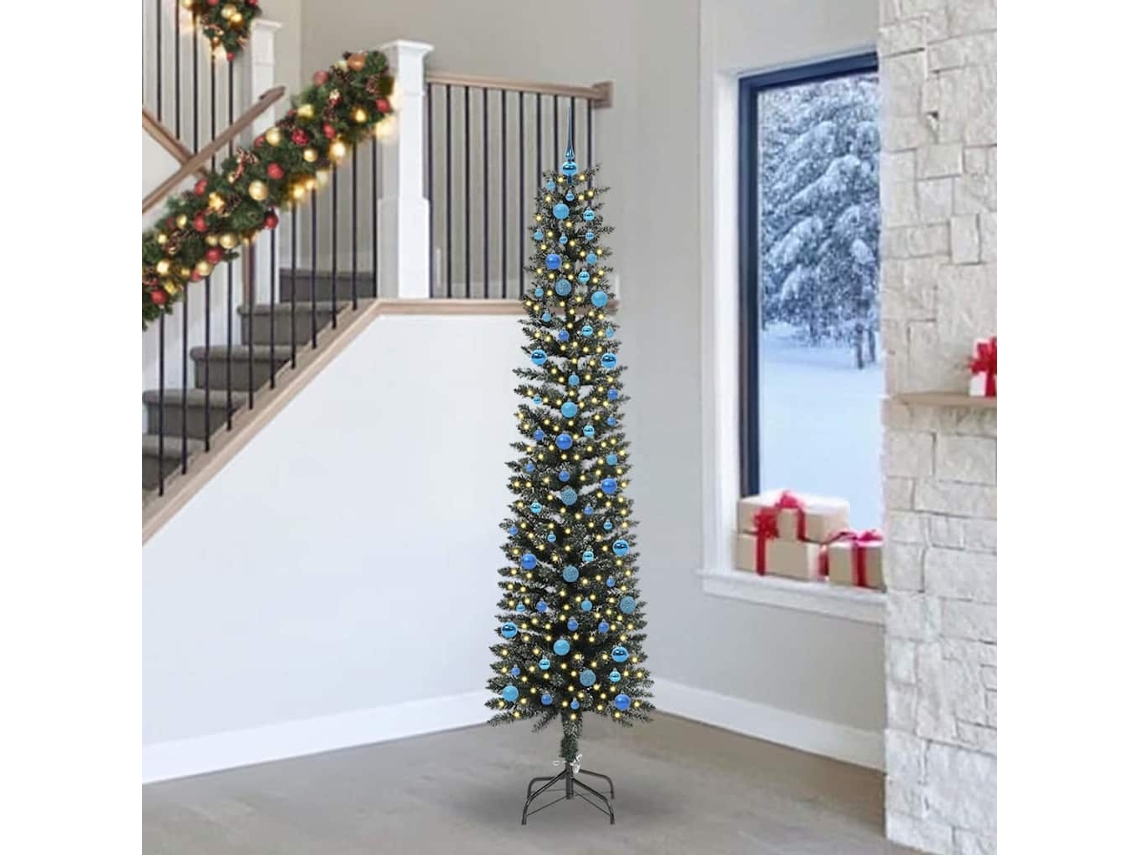 Vidaxl Árvore De Natal Artificial Verde 240 Cm Pvc, Plástico E Aço