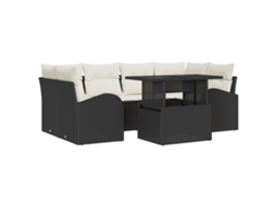 Conjunto 7 Conjunto De Sofás Para Exterior Vidaxl Preto Vime Pe (100 X 55 X 73 Cm)