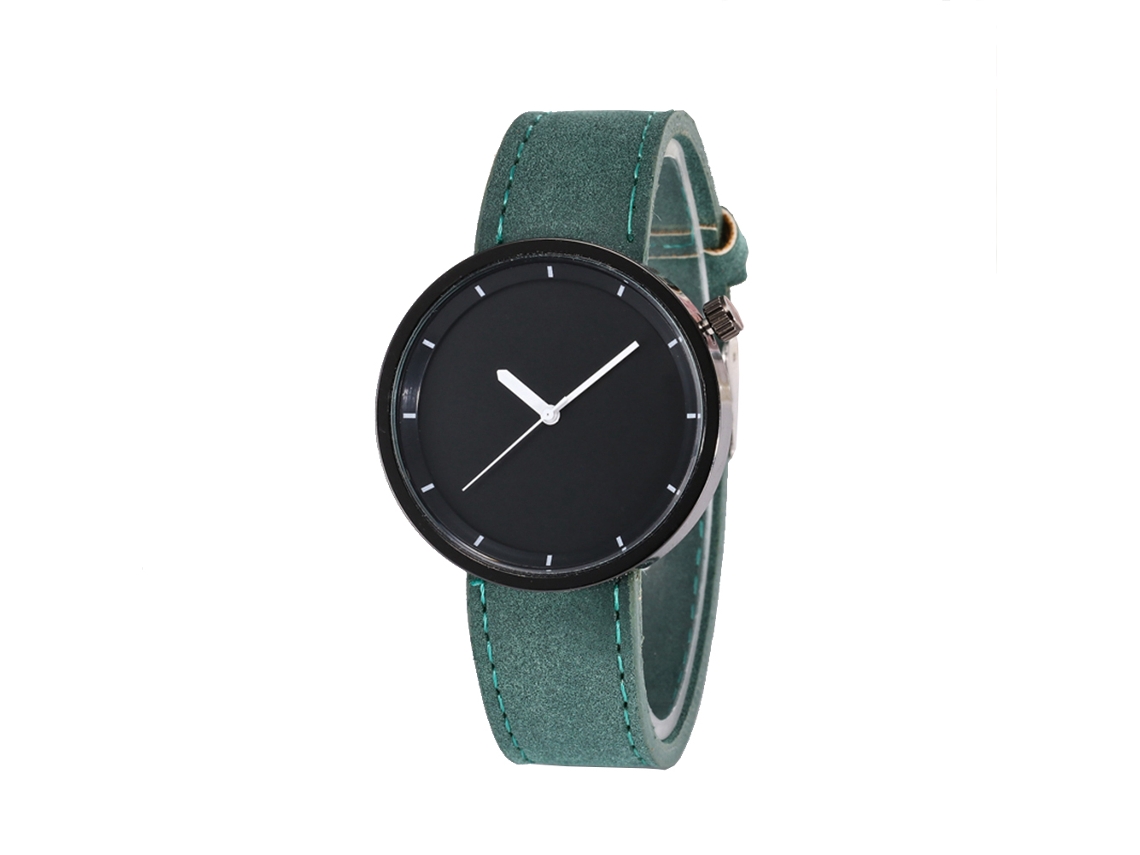 Reloj De Pulsera De Aleación Con Correa De Cuero Pu Moda Pareja Verde