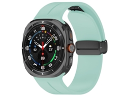 Bracelete Silicone Verde Esmeralda para Samsung Galaxy Watch Ultra XIAOMOYU 47mm com Fivela Preta e Ranhuras Planas