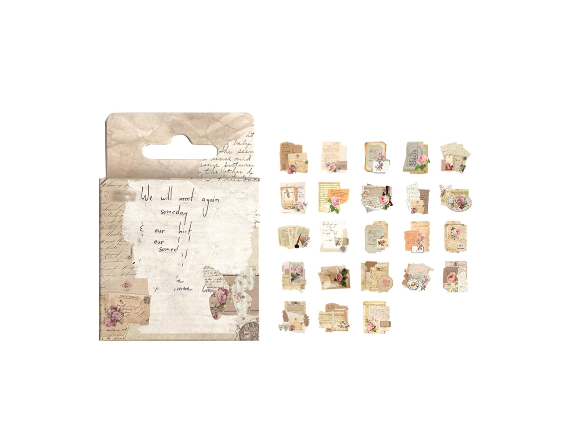 46 Adesivos Vintage Estético Retro Rosas Adesivos Para Diários Scrapbooking Planners Papel