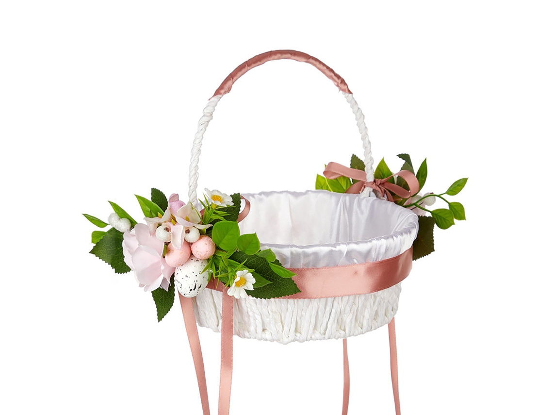 Cesta de Flores de Mão para Páscoa e Decoração de Casa Rosa LAXISCREED