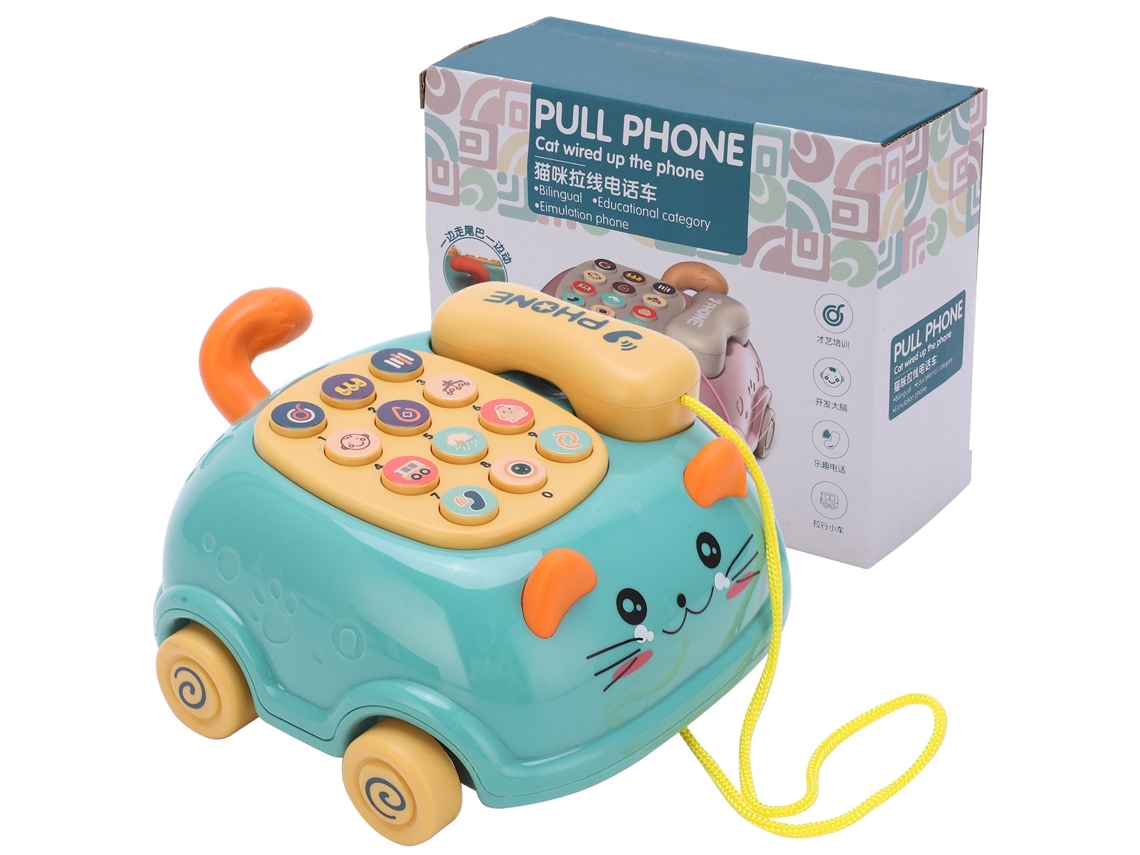 Mali brinquedo de Telefone Móvel Cute para Crianças com 16 Funções Carro Verde Simulação Gato Educação Infantil