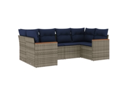Conjunto de Sofá de Jardim, 6 Peças, Almofadas, Rattan Cinza MAISON EXCLUSIVE